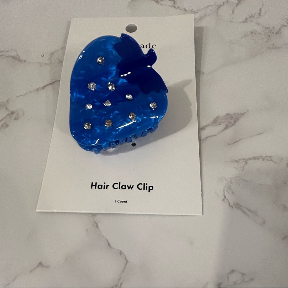 Kate Spade Blue Strawberry Hair Clip with Rhinestones - Picture 3 of 3